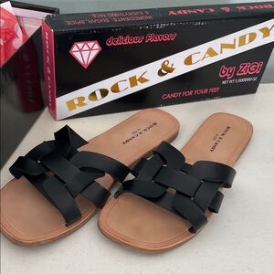 Rock & Candy Black Tan Women's Sandals